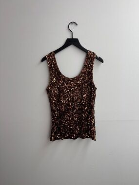Bronze Sequin Scoop Tank Top